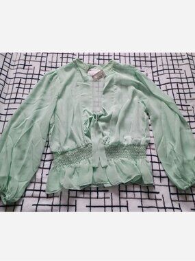 asos Size 6 Seafoam Mint Green Sheer Blouse New
